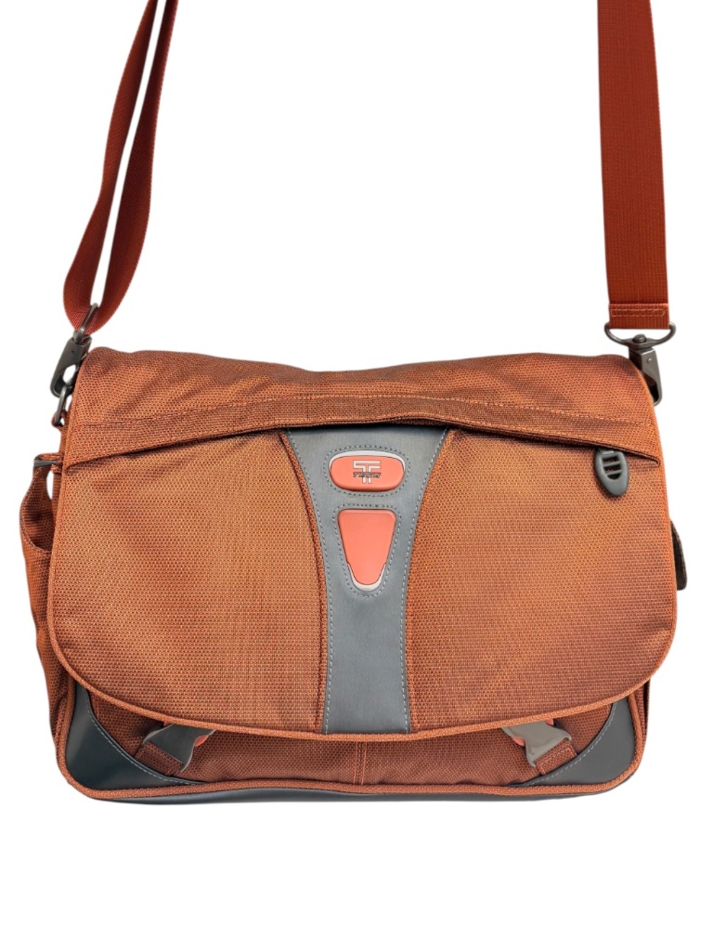 TUMI tech burnt sienna orange laptop briefcase school messenger bag
